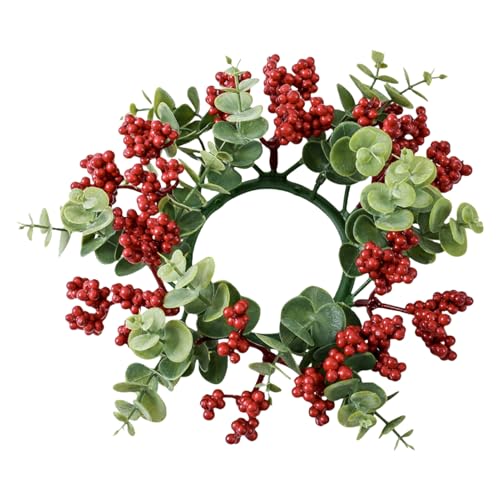 Riaisttd Christmas Candle Rings,Rote Beeren Weihnachtstischdekoration - Saisonaler Deko für Zuhause Feiertage Geburtstag Party Büro Wohnung Schlafzimmer Aromatherapie von Riaisttd