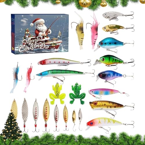 Riaisttd Christmas Countdown Spielzeug - 24 Tage Angelköder Kalender - Haushaltsbedarf Für Sohn Ehemann Opa Großvater von Riaisttd