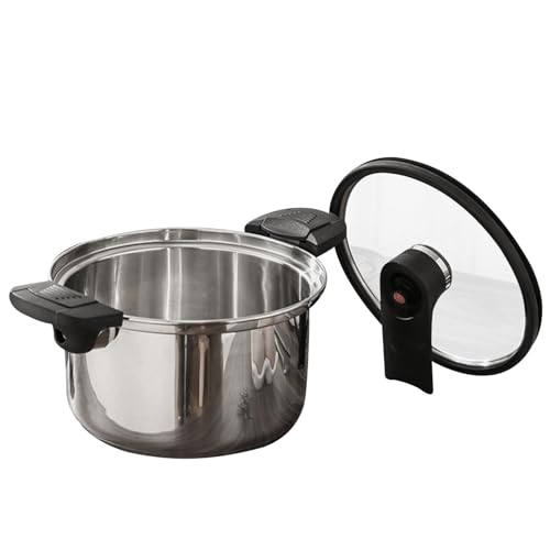 Riaisttd Drucktopf, Edelstahl, Küchenkochgeschirr, ergonomischer Griff, verdickter Boden, 20 cm oder 24 cm Größe, induktionsgeeignet, für Familienkochen, Heimversammlungen, Mahlzeitenzubereitung von Riaisttd