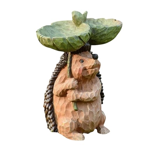 Riaisttd Garten-Igel-Statue mit Vogelfutterstation, Vogeltränke, 15 x 10 x 20 cm, Kunstharz-Landschaftsskulptur für Garten, Rasen, Terrasse, oder Dekoration, und Funktionalität Riaisttd Garten-Igel-Statue mit Vogelfutterstation, Vogeltränke, 15 x 10 x 20 cm, Kunstharz-Landschaftsskulptur für Garten, Rasen, Terrasse, oder Dekoration, und Funktionalität von Riaisttd