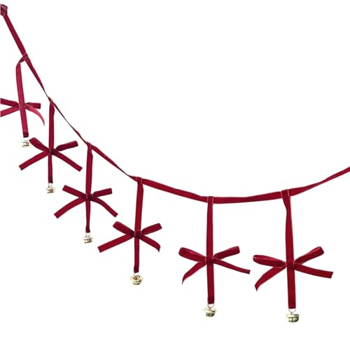 Riaisttd Samtschleifen für Weihnachtsbaum | Roter Vorgefädelter Weihnachtsschmuck | Vintage Samt Schleifen Deko - Für Fenster Wand Tür Wohnzimmer Kaminsims Treppe Eingangsbereich von Riaisttd