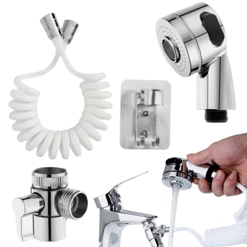 Riaisttd Spültisch-Wasserhahn-Sprühgerät – Küchenspüle-Schlauch-Aufsatz-Set für Wasserhahn, Duschadapter-Ständer-Set zum Haarwaschen, Badutensilien, Reinigung, Haustierpflege, Badewanne, Badezimmer von Riaisttd