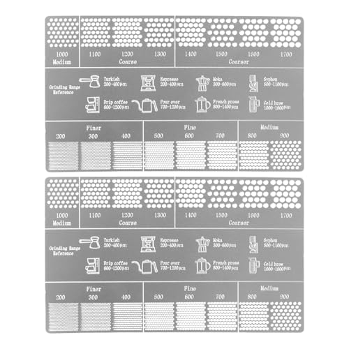 Stainless Steel Coffee Grind Chart, 2-Piece Grind Size Guide Card, Coarseness Comparison Ruler and Bean Measuring Tool for Brewing at Home, Kitchen, Workplace, Travel, Beginners Stainless Steel Coffee Grind Chart, 2-Piece Grind Size Guide Card, Coarseness Comparison Ruler and Bean Measuring Tool for Brewing at Home, Kitchen, Workplace, Travel, Beginners von Riaisttd