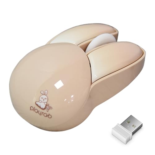 Wireless Animal, Cute Bunny Design, Silent Click, 9.2cmx9.2 Inches 2.4g Cordless Control, Battery Operated, White Finish, for Kids, Laptop, Desktop, and Home Office Use von Riaisttd