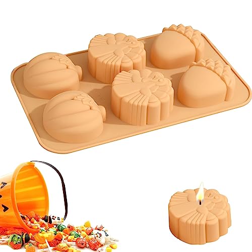 Kürbis Seifenform - Herbst-Süßigkeitenformen mit 6 Mulden - Herbst-Fondant-Formen, Herbst-Süßigkeitsformen, Thanksgiving-Themen-Silikonformen für DIY-Kuchen Rianpesn von Rianpesn