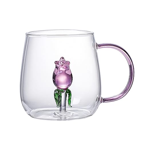 Rianpesn 3D-Tier-Kaffeetasse, Kaffee-Milch-Tee-Glasbecher, 380 Ml Transparente Trinkbecher Aus Glas, 3D-Tier-Glastasse, Cartoon-Kaffeetasse, Beste Weihnachtsgeschenke Für Freunde Und Kinder von Rianpesn