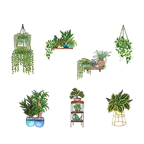 Rianpesn Grüne Pflanze Wandtattoo, Abnehmbare 3D-Aufkleber mit grünen Blättern, Pflanzenposter zum Abziehen und Aufkleben für Küche, Schlafzimmer, Veranda, Wohnzimmer, Badezimmer von Rianpesn
