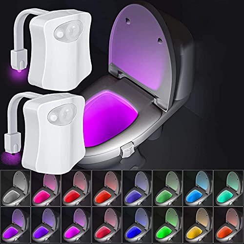 16 Farben wechseln, WC-Lampe, Toilettenlampe, LED-Lampe, automatische Nachtlicht, Bewegungsmelder (B-16 Farben, 2 Stück) von Riaxuebiy
