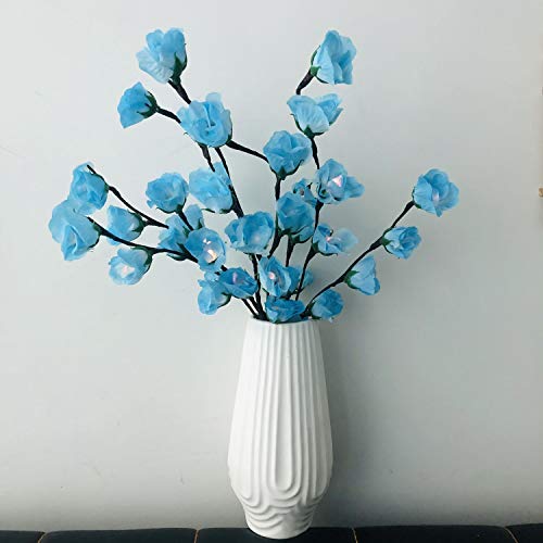 3er Pack 20LED Zweig Lichter Künstliche Blumen Narzisse Phalaenopsis Pflaumenblüte Zweig Lichter Flexibles Baumlicht für Home Vase Tisch Weihnachtshochzeit (Blau Rose, 76cm-3pcs) von Riaxuebiy