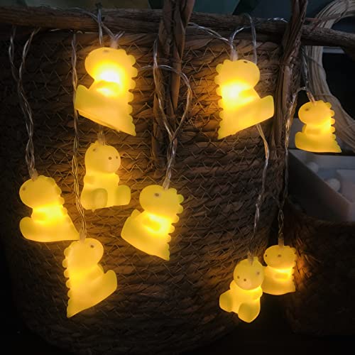 Dinosaurier-Lichterkette, 10 LEDs, Grün, 1,65 m Länge, Dinosaurier-Lichterkette, warmweiß, batteriebetrieben, für Schlafzimmer, Kinderzimmer, Dekoration, Lichterkette, Grün von Riaxuebiy