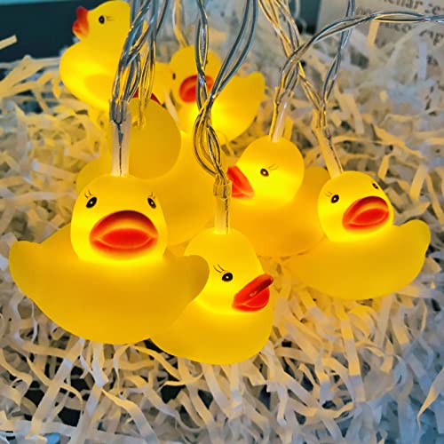 Ente Lichterkette Kinderzimmer 20 LED Gelb Ente Lampe Batteriebetrieben Nachtlicht Ente Licht Nachttischlampe für Kinder Mädchen Kindergeburtstag Geschenk Party Dekoration (3m/20led, Gelb Ente) von Riaxuebiy