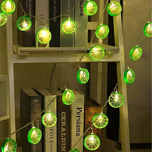 Riaxuebiy Grüne Zitronenscheiben Lichterkette Seilschnur Fee LED Fruchtlampe Batterie Powered Warm White für Weihnachtsfeiertag Party Dekoration (Grüne, 6m/40LED) von Riaxuebiy