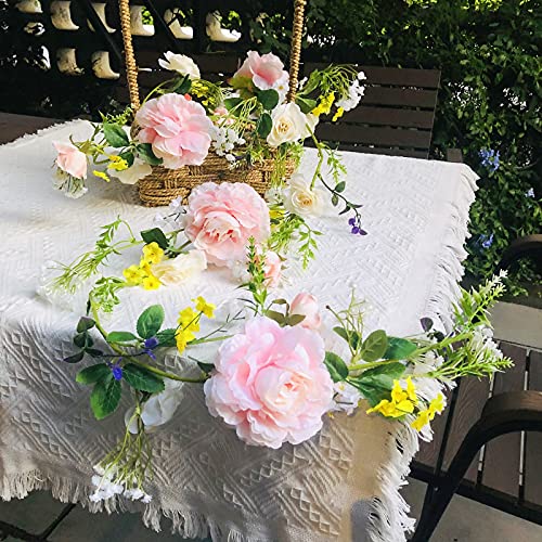 Künstliche Pfingstrose Seidenblumen Austin Flower Rose Blumen Rattan Vine Garland Kranz LED String Licht für Party Home Hochzeit Tischdekoration (Pfingstrose) von Riaxuebiy