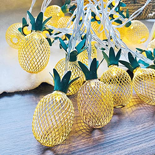 Riaxuebiy Metall LED Gold Ananas Lichterketten USB-betrieben Laternenlampen für Innenhochzeitsfeier Weihnachts Eid Mubarak-Palast Dekoration (Ananas, 6m/40LED) von Riaxuebiy