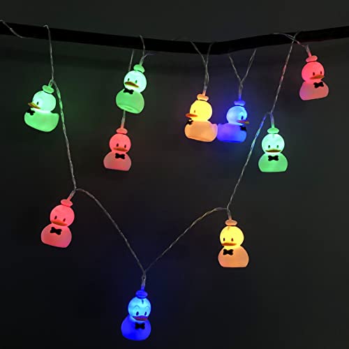 Niedlich Ente-Lichterketten,Batteriebetriebene Bunt Ente Dekoratives Nachtlicht Lichterkette für Garten Terrasse Weihnachten Urlaub Valentinstag Hochzeit Kinderzimmer Dekoration (1.65m/10led, Ente) von Riaxuebiy