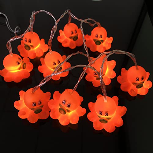 Riaxuebiy Niedliche Tierform LED Krake Lichterketten Batteriebetriebenes Nachtlicht für Indoor Outdoor Halloween Weihnachten Thanksgiving Home Party Kinder Kinder Schlafzimmer Dekoration (Krake) von Riaxuebiy