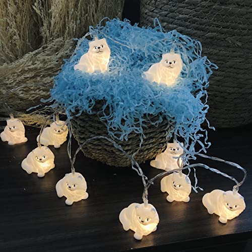 Niedliche Weiße Katze LED Lichterketten Batteriebetriebenes Nachtlicht für Indoor Outdoor Halloween Weihnachten Thanksgiving Home Party Kinder Kinder Schlafzimmer Dekoration (Katze) von Riaxuebiy