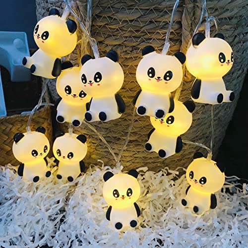 Panda-Lichterketten, Batteriebetriebene Panda Laternen Dekoratives Nachtlicht Lichterkette für Garten Terrasse Weihnachten Urlaub Valentinstag Hochzeit Kinderzimmer Dekoration (1.65m/10led, Panda) von Riaxuebiy