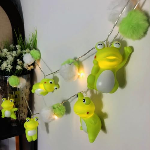 Riaxuebiy 1,65 m 10 LED Kinderzimmer Niedliches Tier Frosch Lichterketten Batteriebetrieben mit Timer für Frosch Party, Kindergeburtstag,Weihnachten (Lustiger Frosch) von Riaxuebiy