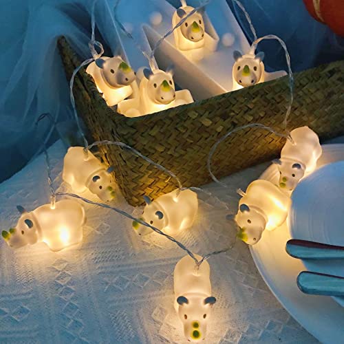 Riaxuebiy 1.65M 10 Warmweiß LED Nashorn Lichterkette Batteriebetrieb mit Timer für Camping Zelten Kinderzimmer Deko (Grau Nashorn) von Riaxuebiy