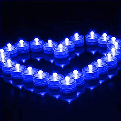 Riaxuebiy 12 Stücke LED Tauchlicht Wasserdichtes rundes Teelicht Batteriebetriebenes Elektronische Flammenloses Kerzenlicht für Vase Halloween Pool Dekoration (Blau) von Riaxuebiy