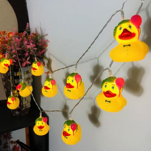 Riaxuebiy 3 m 20 LED Ente Lichterketten Ente Nachtlicht Batteriebetriebenes Ente Deko Lampe für Kindergeburtstag Kinderzimmer Party Camping (Clown-Ente) von Riaxuebiy