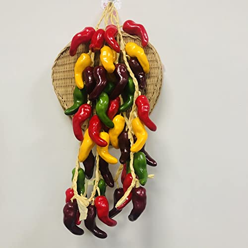 Riaxuebiy 4 Stücke Künstliche Chili Girlande Gefälschte Frucht String Gefälschte Gemüse Lebensechte Simulation Bunter Chili Lebensechte Pfeffer Hängen für Home House Kitchen Party Dekoration von Riaxuebiy