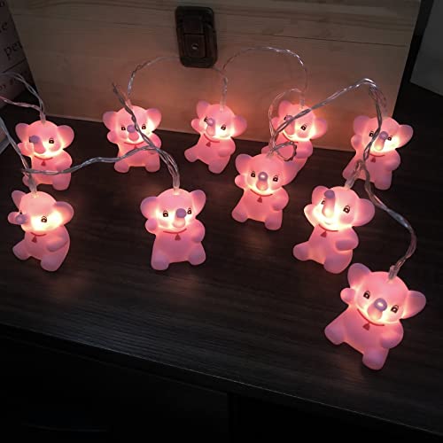 Riaxuebiy Elefant Lichterketten Batteriebetriebene Elefanten Laternen Dekoratives Nachtlicht Lichterkette für Garten Hochzeit Kinderzimmer Dekoration (1.65M/10LED, Rosa) von Riaxuebiy