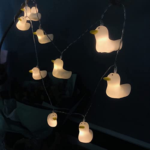 Riaxuebiy Ente Lichterkette Kinderzimmer 20 LED Weiß Ente Lampe Batteriebetrieben Nachtlicht Ente Licht Nachttischlampe für Kinder Mädchen Kindergeburtstag Geschenk Dekoration (3m/20led, Weiß Ente) von Riaxuebiy