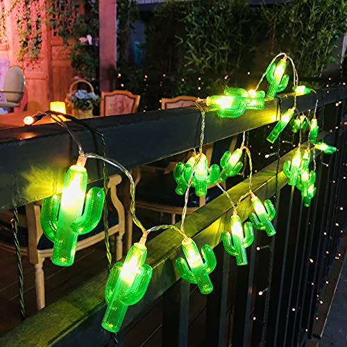 Riaxuebiy Kaktus-Lichterkette im mexikanischen Stil, Hausdekoration, 3 m, 20 LEDs, Lichterkette für Party, Zuhause, Garten, Terrasse, Baumdekoration (Kaktus, Batteriebetrieb) von Riaxuebiy