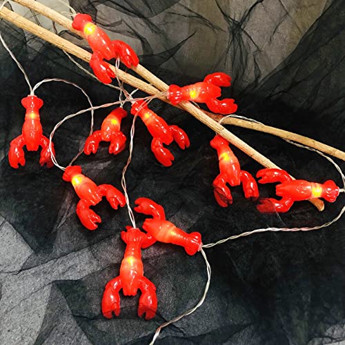 Riaxuebiy Lichterkette, Hummer batteriebetrieben, für Balkon, Schlafzimmer, Weihnachten, Dekoration (1,65 m/10 LED, Hummer) von Riaxuebiy
