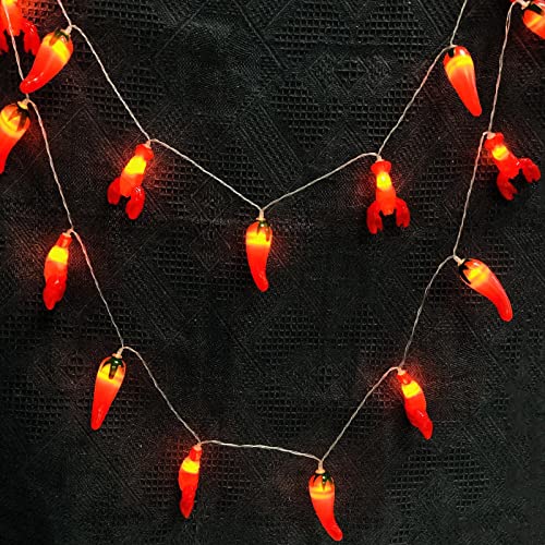 Riaxuebiy Lichterkette, Hummer batteriebetrieben, für Balkon, Schlafzimmer, Weihnachten, Dekoration (3 m/20 LED, Chili und Hummer) von Riaxuebiy