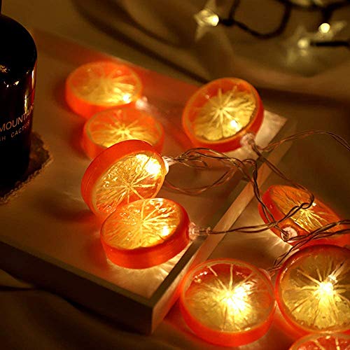 Riaxuebiy Neuheit Zitrone Lichterkette 3M 20 LED USB/Batterie Betrieben Funkeln Sternenkettenlichter für Hochzeits Weihnachten Festvial Party Garten Dekoration (Orange Zitrone) von Riaxuebiy