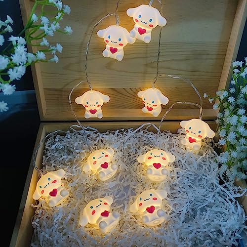 Riaxuebiy Niedliche Hunde Dekorative Lichterkette,Batterieantrieb Zimoroll -Nachtlichter für Neujahr,Festival Hochzeit,Party Weihnachtsbaum Dekoration (1.65m/10led, Hund) von Riaxuebiy