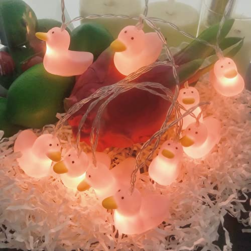 Riaxuebiy Niedliche Tierform LED Rosa Ente Lichterketten Batteriebetriebenes Nachtlicht für Indoor Halloween Weihnachten Thanksgiving Party Kinder Schlafzimmer Dekoration (Rosa Ente) von Riaxuebiy