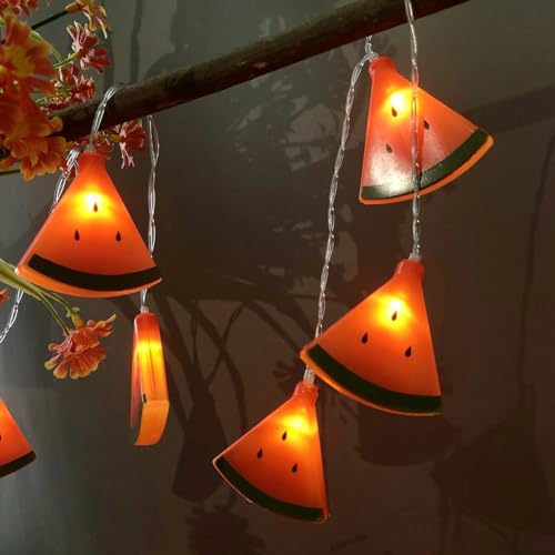 Riaxuebiy Wassermelonen Dekor Lichterkette,USB oder Batteriebetrieben Obst-Nachtlichter für Sommer Zuhause Party Erntedankfest Weihnachtsdekoration (Wassermelone, 3m/20led) von Riaxuebiy
