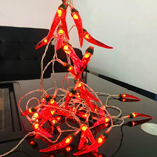 Riaxuebiy Rot Chili Lichterketten LED Seil Feen Nachtlicht Pfeffer Chili Lampen Batterie Warmweiß für Weihnachten Hochzeit Urlaub Party Dekoration (Rot Chili, 3m/20LED) von Riaxuebiy