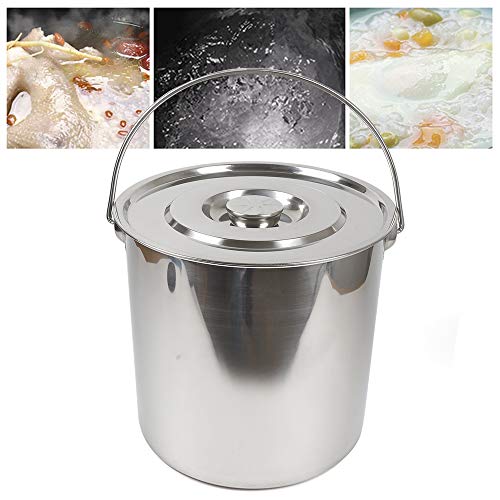 20L Edelstahl Eimer mit Deckel, Extra Dick 1.6 mm, Edelstahleimer für große Restaurantkantinen Gemüse Hühnersuppe Suppe und Eintopf in der Hotel-Großküche von RibasuBB