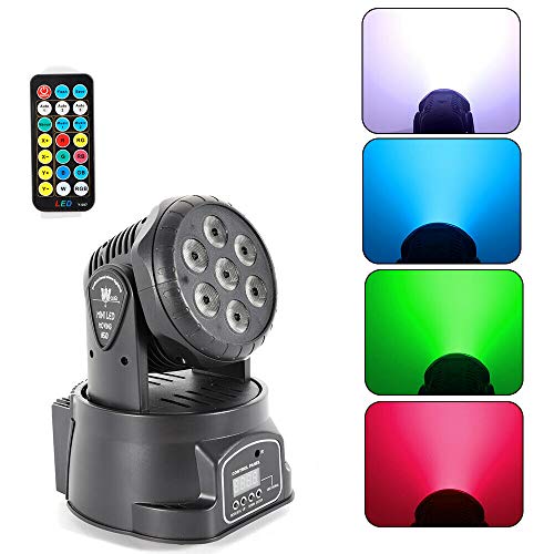 Discolicht Partylicht, 105W RGBW LED RGB Bühnenlicht, 7×10W RGBW 4 in 1 LED Bühnenlicht mit Fernbedienung Moving Head DMX-512 Spot Beam Strobe Beleuchtung Effekt DJ Licht für Club Bar Party von RibasuBB