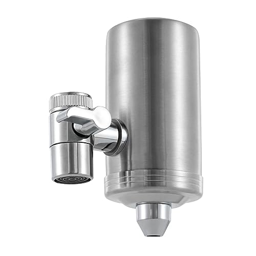 Edelstahl Wasserfilter Wasserhahn, Wasserhahnfilter für Trinkwasser, Wasserhahn aus Rostfreiem Stahl, Wasserfiltersystem, Leitungswasserfilter (1 Filter Enthalten) von RibasuBB