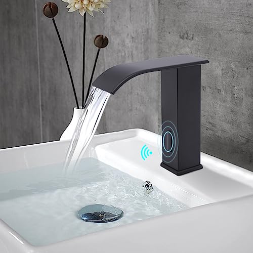 Infrarot Sensor Bad Wasserhahn, Bad Waschtischarmatur Infrarot Sensor Wasserhahn fürs Waschbecken Badezimmer Handwaschbecken (Sensor-Wasserhahn-Schwarz) von RibasuBB