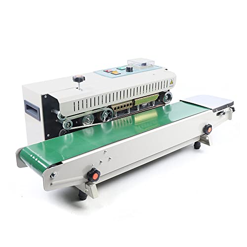 Plastic Bag Band Sealing Machine Sealer, 500W 0-12 m/min FR900 Horizontal Automatic Plastic Bag Sealing Machine Sealer Continuous Sealing Commercial Bag Sealers von RibasuBB