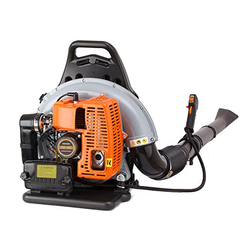 Profi Benzin Laubbläser, 63CC Benzinmotor Laubbläser 6800 RPM Laubbläser Rückenlaubbläser Gartenbläser mit Verstellbarer Schultergurt, 1.7L Liter-Kraftstofftank, Externer Öleinfüllstutzen von RibasuBB