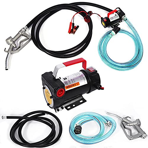RibasuBB 175W 50L/min Dieselpumpe Heizölpumpe Automatik Pistole Ölabsaugpumpe mit Schlauch 12V Selbstansaugende Ölpumpe, Diesel Kraftstoff-Umfüllpumpe, Kraftstoffpumpe, Ölauslassrohr aus Gummi von RibasuBB