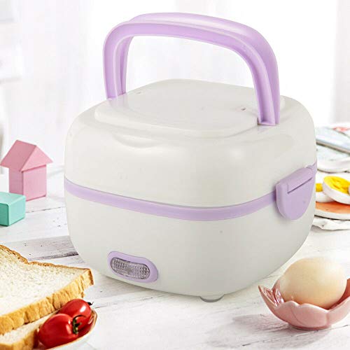 RibasuBB 200W Multifunktionale Elektrische Brotdose, Dampfgarer 1L Tragbarer Reiskocher Dampfgarer, Elektrische Lunchbox Speisenwärmer Mini Dampfgarer für Büro & Unterwegs von RibasuBB