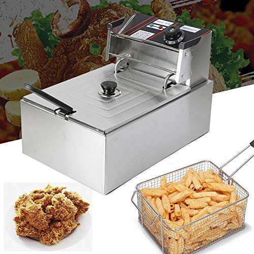 RibasuBB Komerzielle Elektro Fritteuse, 5.5 L Fritteuse Kaltzonen Friteuse Edelstahl Deep Fry Frittöse Fritöse 2500W für Schnellrestaurants Snackbars Pommes Frite von RibasuBB