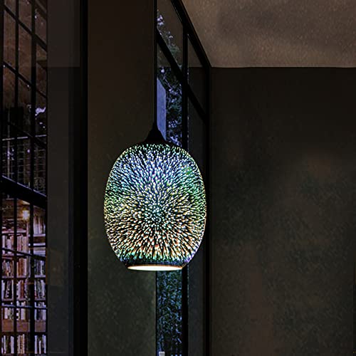 RibasuBB LED Kronleuchter 3D Feuerwerk Pendelleuchte Bunt Deckenlampe Wohnzimmer Esszimmer Deko 22x32cm Nachtlampe Nachtlampe für Schlafzimmer Flur Treppe Innenbeleuchtung (ohne Glühbirne) von RibasuBB