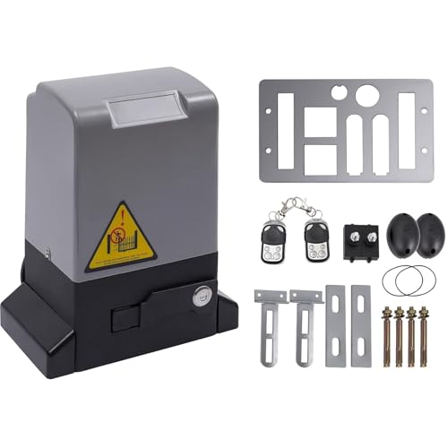 RibasuBB Schiebetorantrieb Set, 550W Schiebetorantrieb Torantrieb automatischer Toröffner für max. 1200kg und 12m Schiebetor mit 2 Fernbedienungen, Automatischer Türöffnermotor von RibasuBB