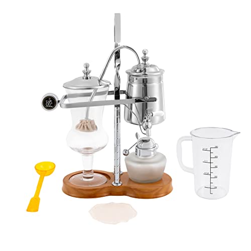 RibasuBB Vakuum-Kaffeebereiter, Balance Siphon Kaffeemaschine Elegant Kaffeekannen, Manuelle Kaffeemaschine Kaffeekanne Teekanne belgischen Siphon Kaffee Tee Brauerei Silber von RibasuBB