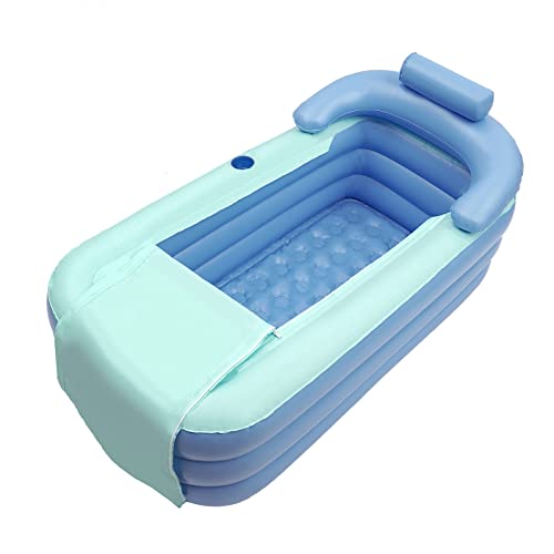 RibasuBB Tragbare Faltbare Badewanne für Erwachsene, Erwachsene Aufblasbare Badewanne Faltbar Aufblasbar PVC Badewanne 180CM Max für Warmwasserbad und Eisbad von RibasuBB